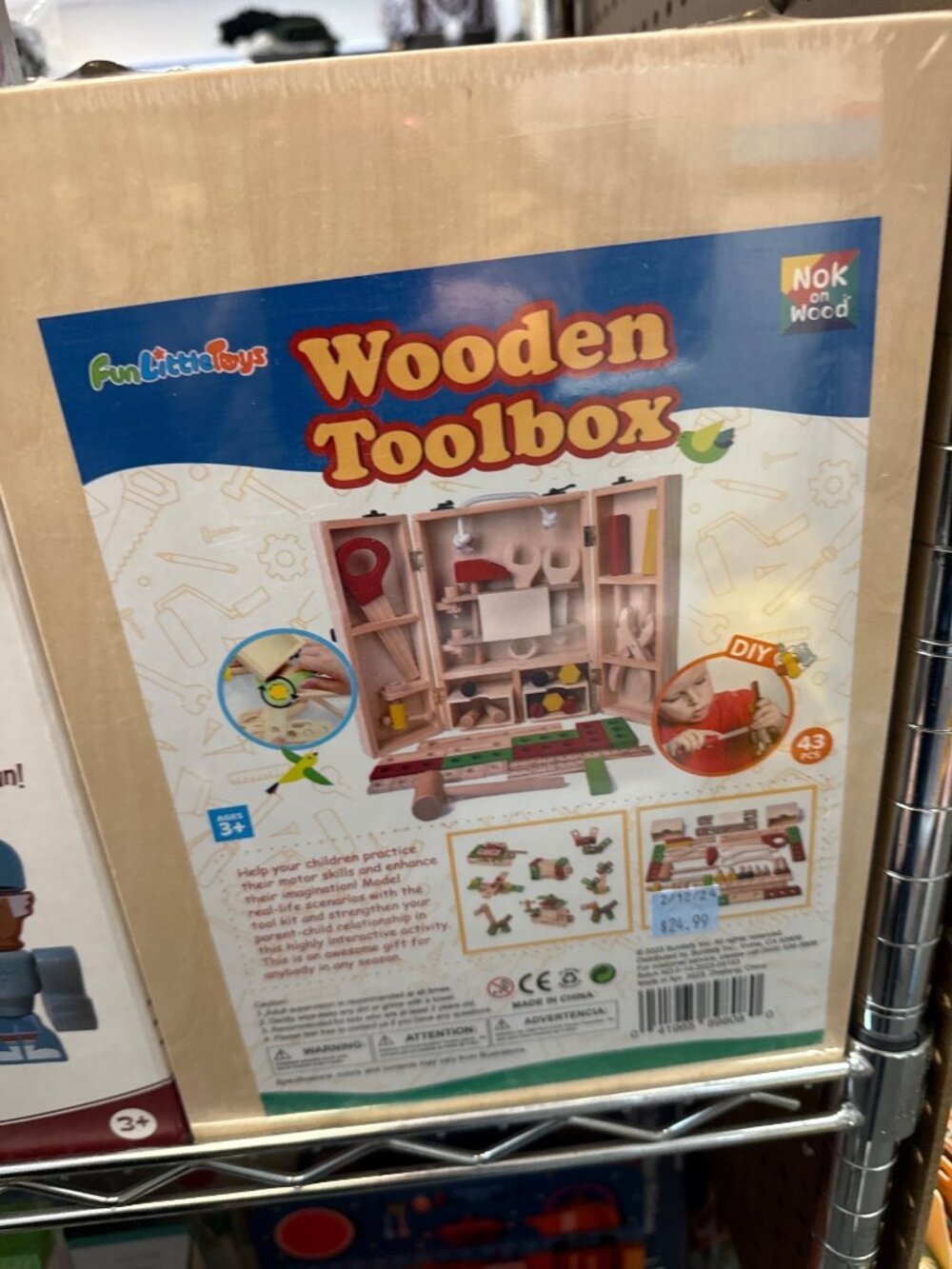 Wooden Toolbox Set For Kids  43-Piece Fun Little Toys Nok Wood Educational DIY T